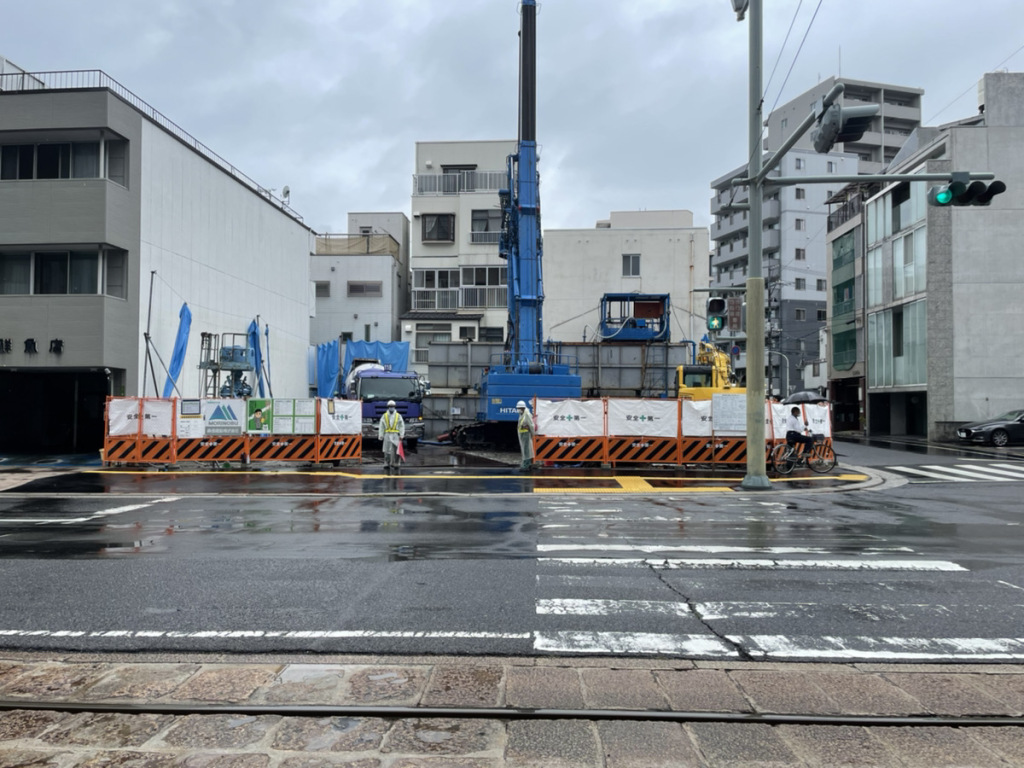 「(仮称)舟入マンション新築工事」コンクリート打設、掘削状況です<